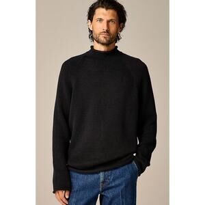 J. Crew Vintage 100% Wool Roll Neck Fisherman Knit Black Sewater Medium
